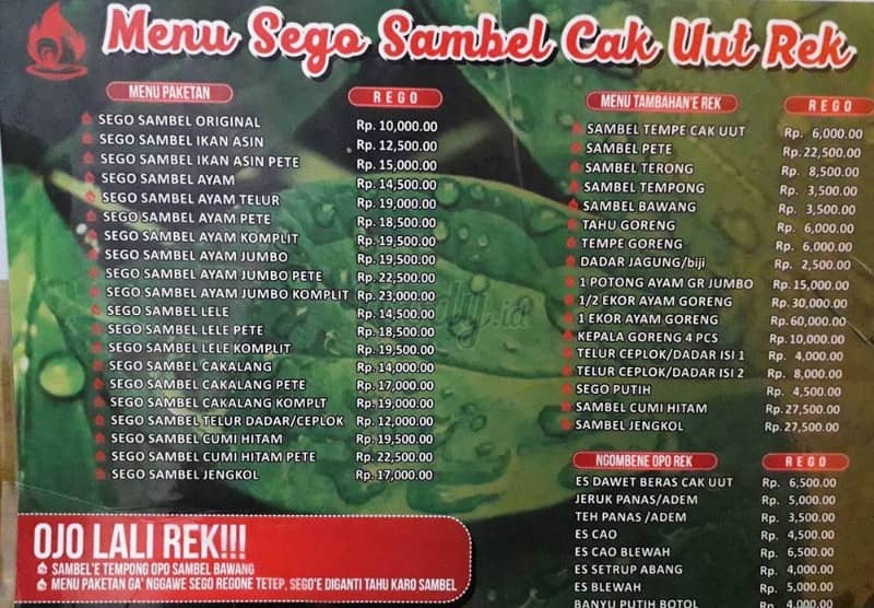 sego sambel cak uut