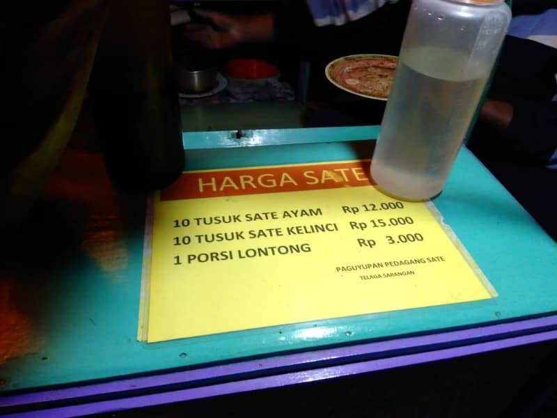 menu sate kelinci telaga sarangan