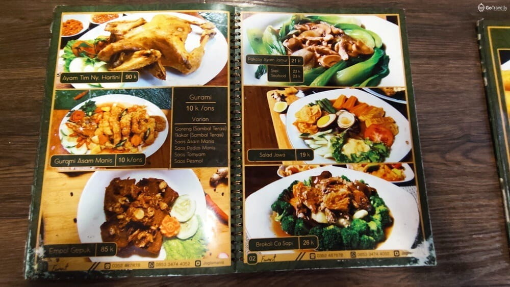 menu Rumah Makan Joglo Ponorogo