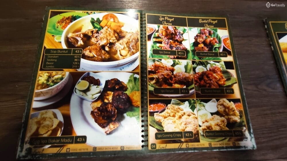 menu makanan Rumah Makan Joglo Ponorogo