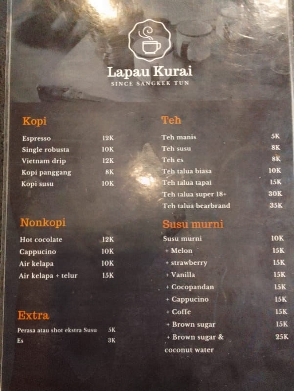 menu Cafe Hommy
